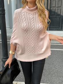 Chiquease Elegant Solid Color Turtleneck Sweater, Suitable For Commuting, Autumn/Winter - Khaki - View 4