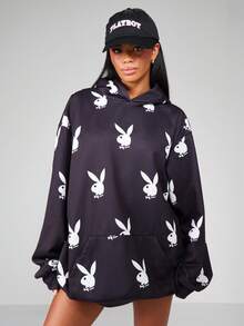 Missguided x Playboy Baseball Cap With Embroidered Logo Text Arc Design Adjustable Classic Dad Hat - Black - View 4