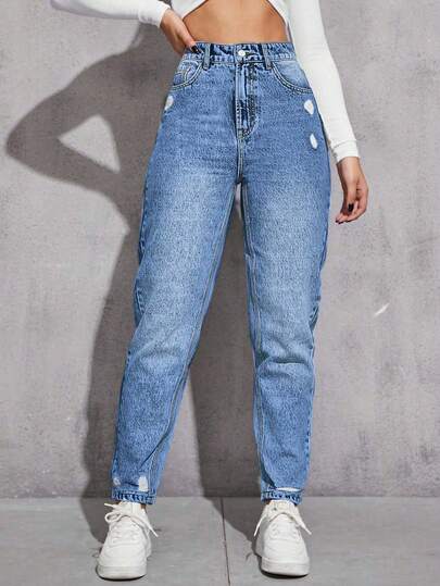 Flexra Jeans de pierna entallada lavados y desgastados de manera casual