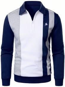 Manfinity Homme Suéter de rugby de manga larga con bloques de color para hombre, otoño - Multicolor - Ver 3