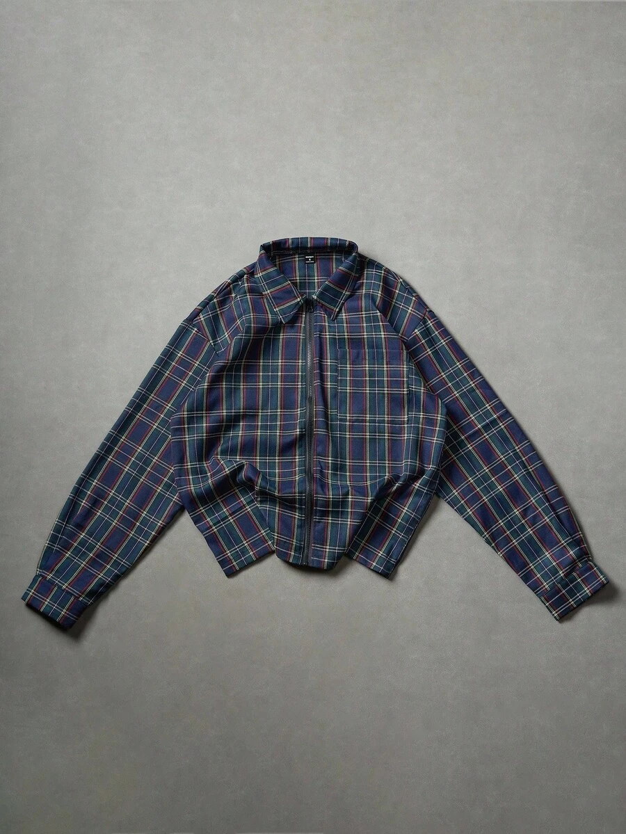 PAVTROS Casual Business Loose Plaid Long Sleeve Men Shirts, Fall