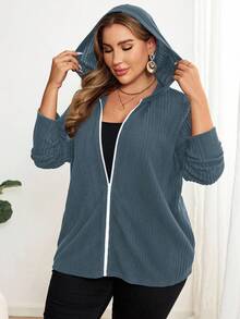 EMERY ROSE 大码纯色休闲连帽秋季夹克