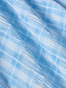 Manfinity EMRG Camisa casual de hombre de solapa única a cuadros con pliegues y manga corta - Multicolor - Ver 3