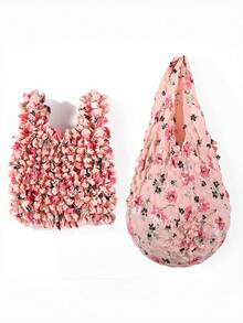 Joivida 新款创意花卉泡泡袋 - 便携式家居收纳袋，高弹力，大容量手提弹力泡泡手提袋，女士手提包 - 彩色 - 查看 3