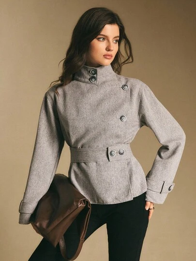 Poéselle レディース 秋冬 ファッション ベルト付きトレンチコート