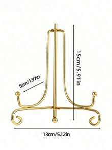1件装工艺折叠支架书架照片底座碗相框黑色金色铁艺盘架展示画架三角形铁艺支架茶点相框盘底座 - 彩色 - 查看 11