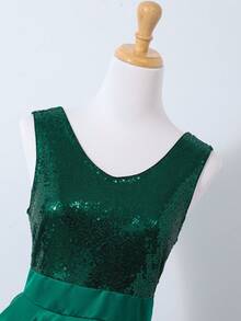 Sparklyn Teen Girls Elegant, Luxurious, Noble, Natural Sequins Beaded, Shiny, Slim-Fit Graduation Ceremony, Banquet, Ball Gown, Green Tulle Dress For Teenagers And Young Girls - Green - View 5