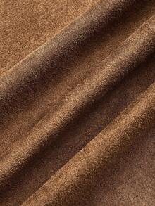 Sweetra 大码绒面革褶皱不对称拉链装饰简约通勤短裙，棕色，秋冬 - 鏽棕色 - 查看 5