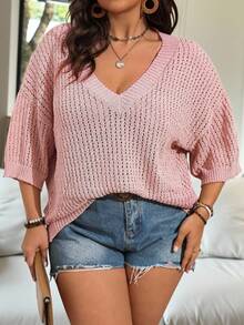 Vionelle 大码镂空纯色套头衫