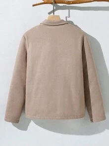 1pc Teen Boy Turndown Collar Long Sleeve Jacket, Suitable For Daily Commute, Autumn/Winter