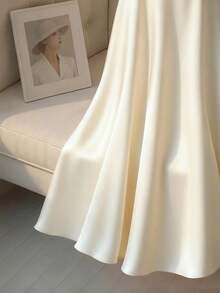 SHEIN Franclia 女士优雅缎面珍珠吊带裙，A 字廓形，适合通勤、派对和活动