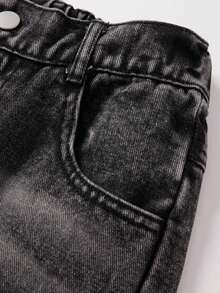 Jeans à jambes larges déchirés style Y2K pour préadolescentes, tissu doux et confortable, convient pour le port quotidien, l'école et les déplacements, disponible en couleur jean noir, printemps/été/automne/hiver