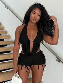 Alexandranx 女士日常两件套服装 - 黑色 - 查看 6