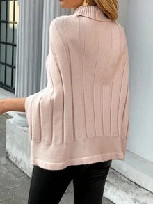 Chiquease Elegant Solid Color Turtleneck Sweater, Suitable For Commuting, Autumn/Winter - Khaki - View 2