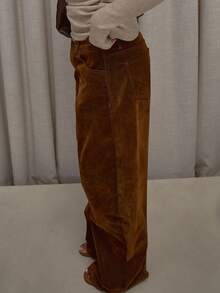 MUSERA 宽松桶形水洗牛仔裤，街头风，可爱优雅休闲性感，适合秋季、春夏等各种场合。 - 棕色 - 查看 4