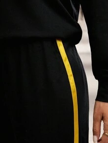 EMERY ROSE Women's Casual Round Neck Long Sleeve T-Shirt And Pants 2 Pieces Set Fall Clothes Winter Clothes For Women Casual Sets For Women Black Sets For Women 2 Piece Casual Sets Woman Track Suits For Women Sweatsuits Sets For Women Jogging Suits For Women Going Out Outfit