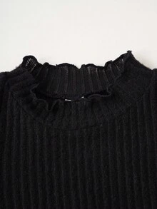 PrepCrw 2 Stücke Elegantes, vielseitiges, klassisches Weihnachts-Set für Kleine Mädchen in Rot, Grün und Schwarz kariert mit Rüschensaum Rock und schwarzem Rollkragen Shirt mit Puffärmeln, geeignet für Freizeitausflüge, Zusammenkünfte, Feiertage, Herbst und Winter - Verschiedenfarbig - Übersicht 4