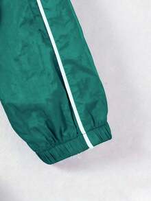 青少年女孩连帽长袖夹克，带有反光条纹和夜光效果，舒适外套 - 綠色 - 查看 3