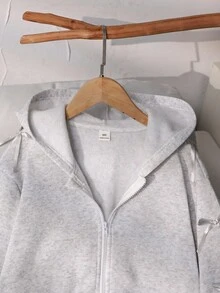 Sparklyn 少女外套，纯色时尚蝴蝶结卫衣夹克，舒适加厚保暖内衬卫衣面料，袖口蝴蝶结装饰，青春活力少女风，适合返校季或休闲户外穿着 - 淺灰色 - 查看 3