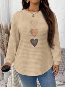 EMERY ROSE 卡其色格子圆领休闲舒适卫衣，秋冬