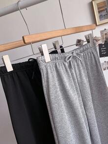 3 件套女童（大童女孩）休闲运动裤，简约风格针织宽松阔腿裤，适合搭配 T 恤、连帽衫、夹克 - 彩色 - 查看 4