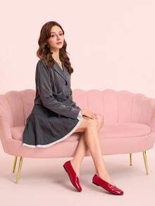 CUCCOO DOLLMOD Women's Red Fashionable Cute Sweet Flat Slip-On Loafers - Red - View 10