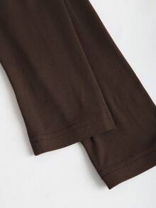 Sweetra Đầm dài tay đơn giản thanh lịch màu cà phê thu đông cho nữ - Cà phê nâu - Xem 6