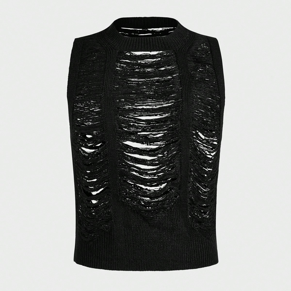 Chaleco de punto casual con cuello redondo y unicolor desgastado para hombres, para otoño e invierno
