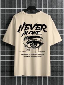 Manfinity EMRG Men's Letter & Eye Graphic Round Neck Short Sleeve T-Shirt