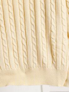 SHEIN Teens Boys' Casual Comfortable Versatile Solid Color Turndown Collar Half Zip Front Sweater