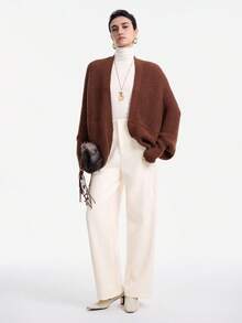 EMERY ROSE 蝙蝠袖開襟開衫 - 棕色 - 查看 5