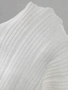 Flirla Suéter de mujer de unicolor con mangas de campana, versátil y de moda - Blanco - Ver 8