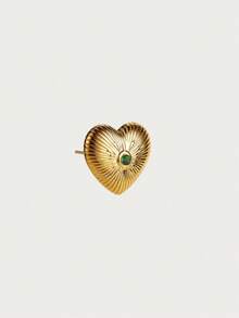 Glisma 18K Gold-Plated Classic Heart-Shaped Zirconia Earrings,Party,Night Club,Shopping,Vintage,PREMIUM,Zirconia,Rhinstone,Heart,Party,Night Club,Shopping,Vintage,PREMIUM,Zirconia,Rhinstone,Heart,Western Jewelry,Old Money,Gemstone,Outfits,For Mom/Women/Girl/Mother,Premium,SEXY/Classy,Summer/Beach/PromLayered/Gemstone/Beaded/Crystals,Charm/Chunky - Yellow Gold - View 5