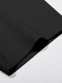 Manfinity Homme Men's Letter Print Round Neck Short Sleeve Casual Versatile T-Shirt - Black - View 5