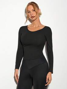 Nuvra Women's Sexy Backless Knit Casual Top With Built-In Chest Pad - Black - View 5