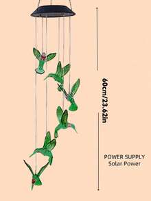 1PC Solar Hummingbird Wind Chimes Color Changing Solar Mobile Lights Waterproof LED Wind Chimes Solar Powered Lights For Garden Balcony Patio Lawn Halloween Christmas Thanksgiving Gift