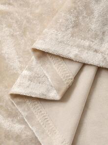 DAZY 秋冬毛绒拼布亮片缀饰鱼尾下摆镂空优雅长裙，适合新年、圣诞节、婚礼派对 - 米色 - 查看 3