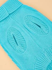 PETSIN 一件蓝色短款秋冬加厚针织防风保暖休闲宠物毛衣 - 藍色 - 查看 7