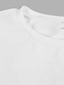 SHEIN 青少年男孩休闲长袖 T 恤套装、侧袋 3D 贴片宽松直筒纯色梭织裤、工装裤 - 卡其色 - 查看 4