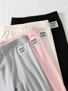 Cozy Pixies 4件套柔软针织弹力腰裤套装，字母印花针织弹力腰束脚裤4件套，幼儿男女童加厚保暖内衬卫衣和裤子，适合室内、室外、日常、运动、玩耍、派对、拍照、度假、锐舞派对、秋冬季滑雪等场合 - 彩色 - 查看 5