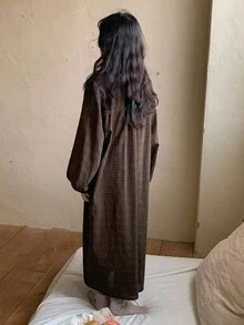 DAZY 青少年女孩编织圆领睡袍家居服 - 棕色 - 查看 6