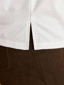 Nubod Plus Size Women Embroidered Cuff Trim Long Sleeve Minimalist Sweatshirt, Casual Everyday Wear, Autumn/Winter - White - View 7