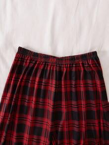 2 件经典格子印花青少年男孩睡裤，舒适休闲裤