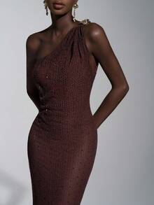Elitara 优雅性感透视露肩露背紧身连衣裙，适合宴会、时装秀、毕业典礼、商务活动、海滩等正式场合。 - 咖啡棕 - 查看 8