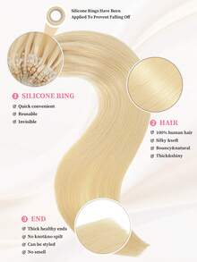 50 股微环接发真人发 613 金色微珠接发超顺滑超柔软丝滑直发微环真人发接发女士 - S613 - 查看 2