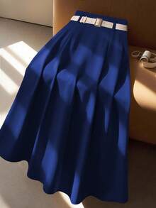 Regalyn Plus Size Women High-Waisted A-Line Skirt, Elegant For Commuting