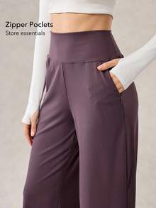 OutZeal 女士吸湿排汗速干高腰直筒运动裤日常休闲 - 紫色 - 查看 3