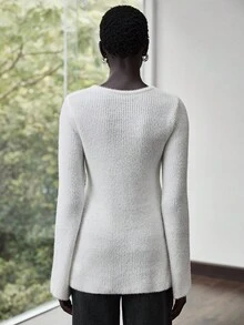 Lumivelle 2025 Herbst/Winter Neue Mode Sexy Street Style Kunstfell Schleife Gestrickte Strickjacke