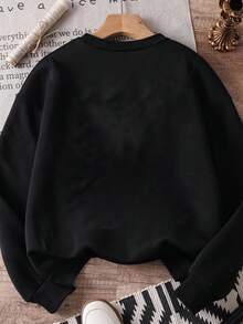 Young Boy Basic Round Neck Fleece Sweatshirt - White - White - View 2