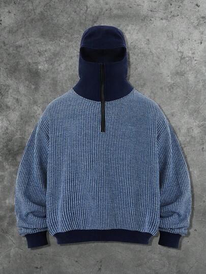 Street Life Men's Hooded Sweatshirt, Daily Casual American Style Striped Textured Hoodie, Fall